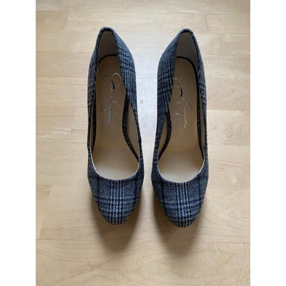 Jessica Simpson "Nellah" Platform Heel BNWT Black/White Plaid Fabric - Picture 4 of 8